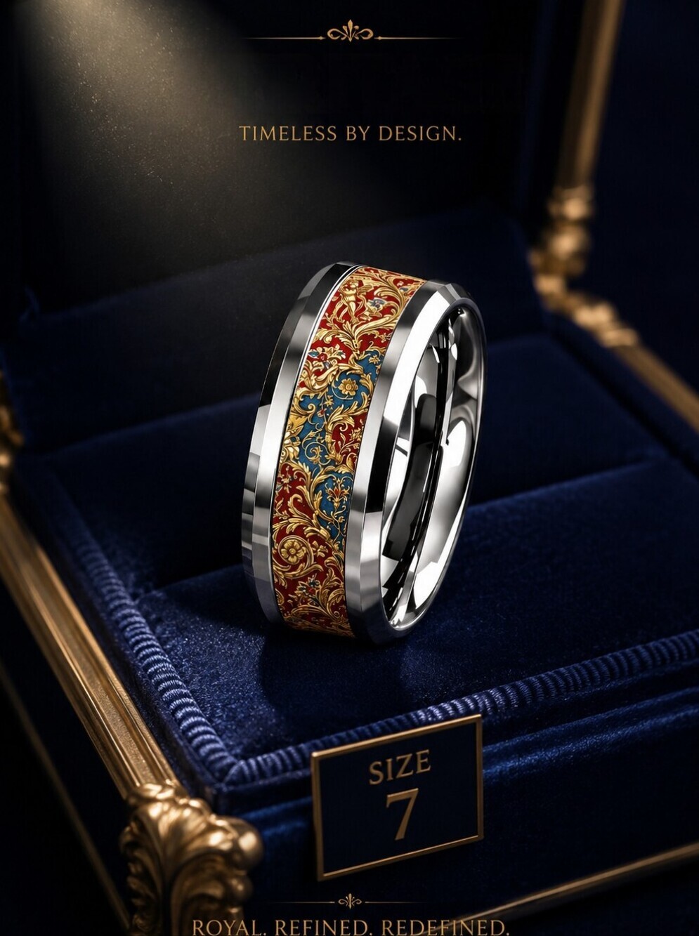Vintage Baroque Pattern Stainless Steel Ring | Size 7 | Unisex Statement Band
